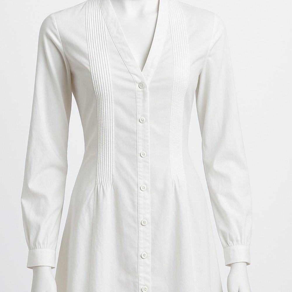 Rag & Bone Cotton ButtonDown Pintuck Pleated Tuxedo Tunic Long Sleeve Mini Dress - Picture 9 of 14